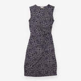 Dress Navy Cream Abstract Print Draped Sleeveless