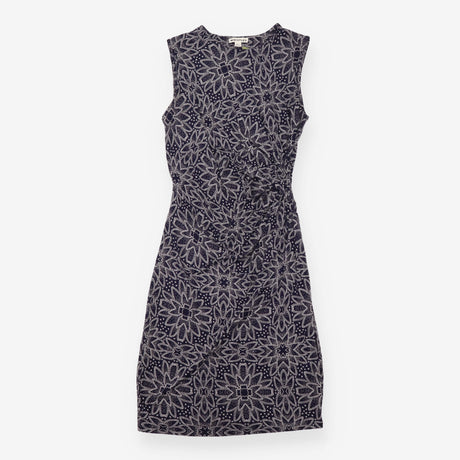 Dress Navy Cream Abstract Print Draped Sleeveless