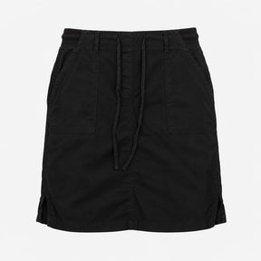 Skirt Black Linen Blend A-Line Drawstring Waist Pa