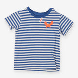 Blue Striped T-shirt Crab Applique
