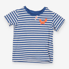 Blue Striped T-shirt Crab Applique