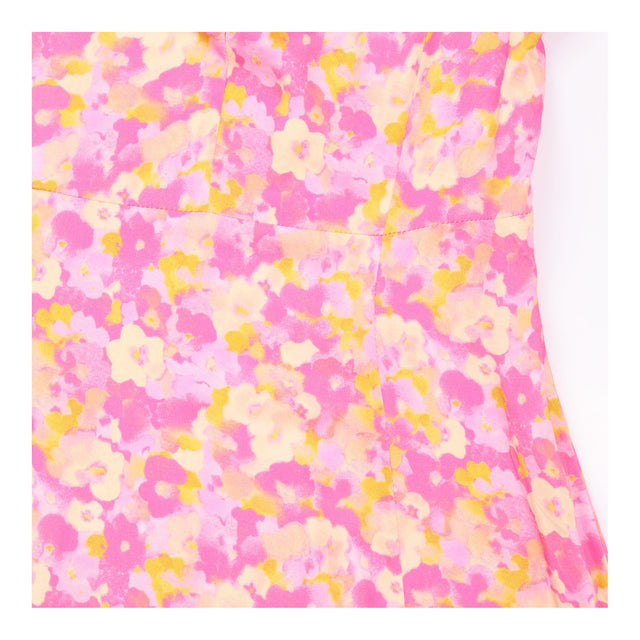 Pink Floral Flutter Sleeve Maxi Dress
