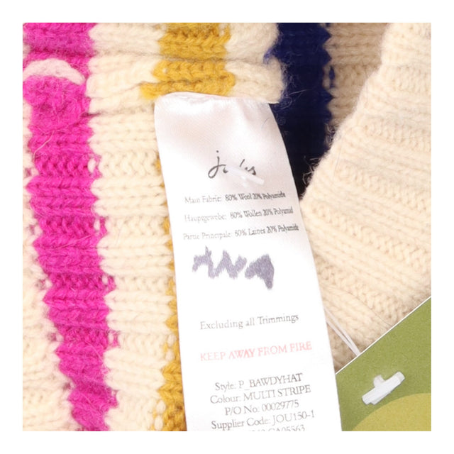 Knit Hat Cream Multicolour Striped Ribbed Beanie