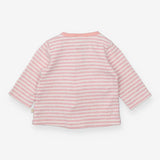 Pink and white striped cardigan with poppers