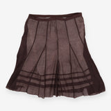 Striped Detail Layered Skirt – Brown/White