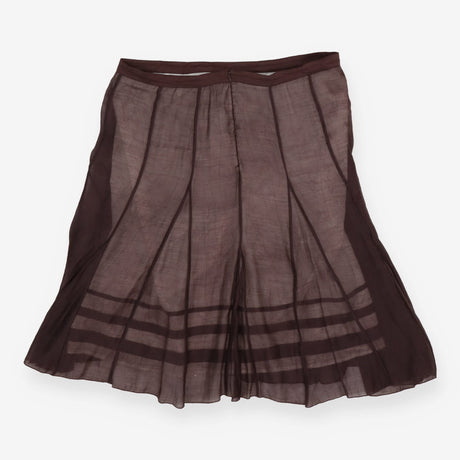 Striped Detail Layered Skirt – Brown/White