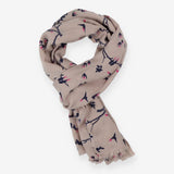 Scarf Grey with navy birds