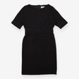 Black Embellished Waist Short Sleeve Sheath Dress