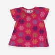 Tee pink smock neck floral 