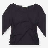 Black EcoVero Viscose Stretch Side Ruched Long Sle