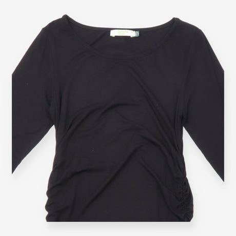 Black EcoVero Viscose Stretch Side Ruched Long Sle