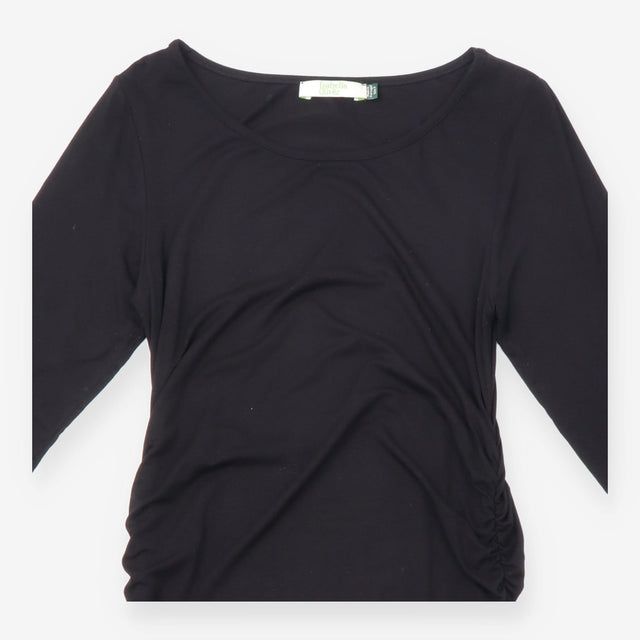 Black EcoVero Viscose Stretch Side Ruched Long Sle