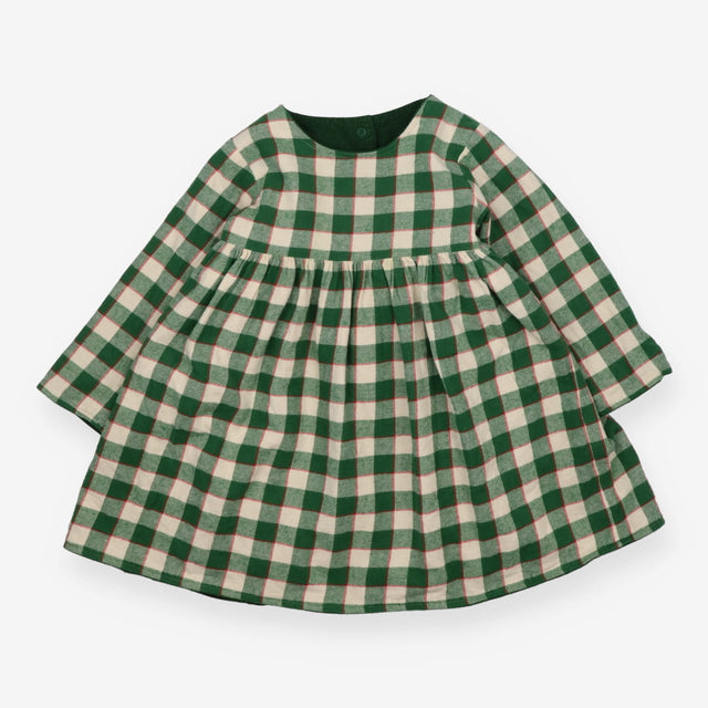 Reversible dress green cord green and white check