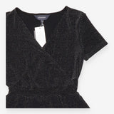 Wide Leg Jumpsuit in Black with Metallic Sparkle