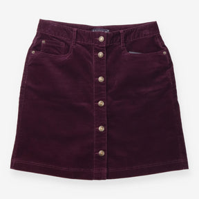 Dark Grape Corduroy Button-Through Mini Skirt