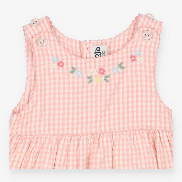Summer Dress Pink and White Checks and Mice, Flowe