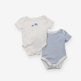 Bodysuit blue stripe white elephant 2pk
