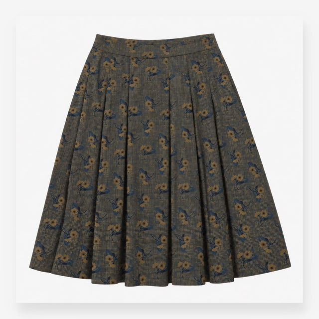 Moving Image Cotton Blend Midi Skirt Olive Green