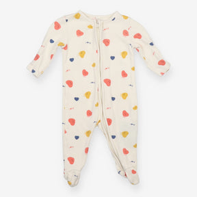 Cream Sleepsuit with Love Hearts