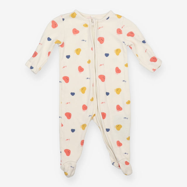 Cream Sleepsuit with Love Hearts