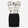 Dress Black White Abstract Print Cap Sleeve Round 