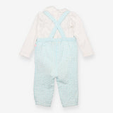 Blue Plaid Mouse Romper with Long Sleeve 