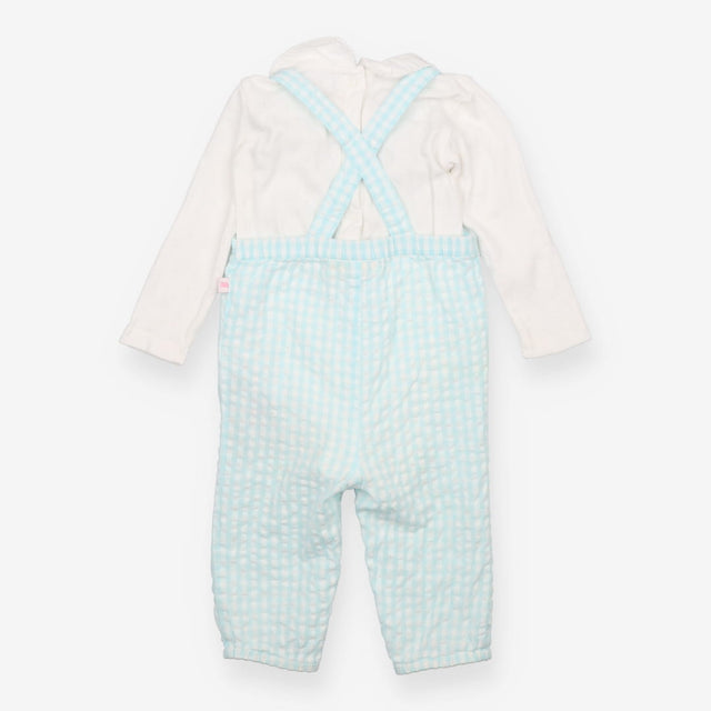 Blue Plaid Mouse Romper with Long Sleeve 