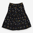 Midi Skirt Black Abstract Floral Print Tiered