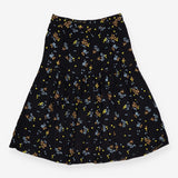 Midi Skirt Black Abstract Floral Print Tiered