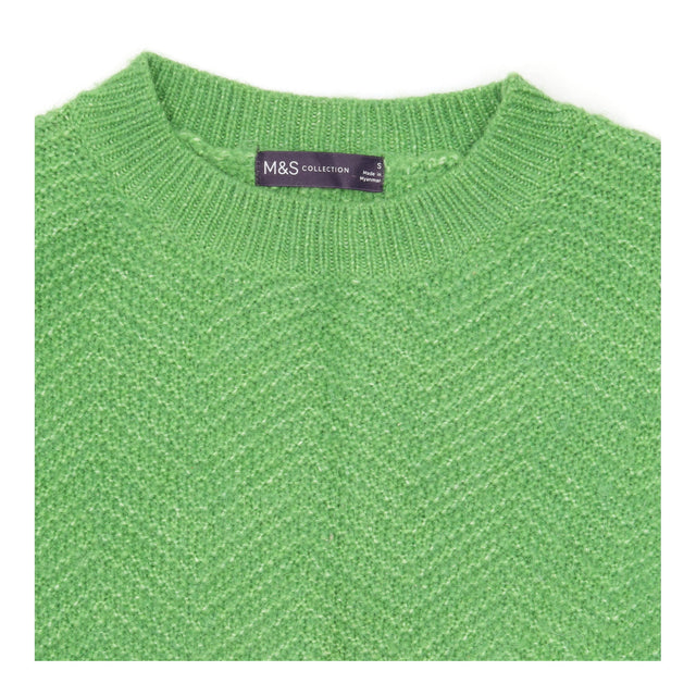 Apple Green Textured Crew Neck Jumper