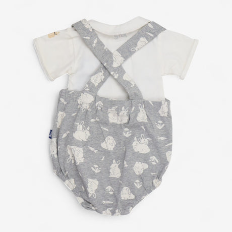 Bun Bun Set Grey Romper with Cream Bodysuit