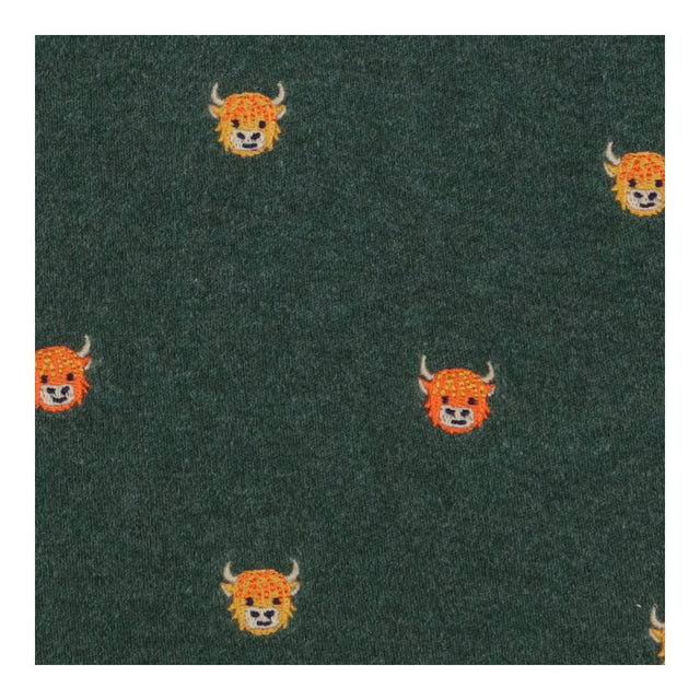 Poloshirt Long Sleeve Green Highland Cow