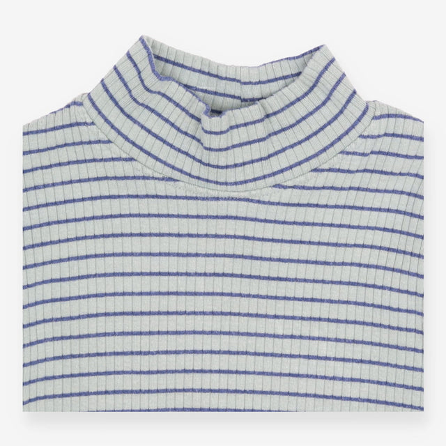 Tee green small blue stripe LS ribbed 