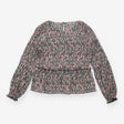 Blouse Pink Green Floral Print Pleated Long Sleeve