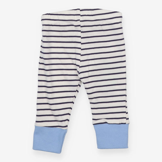 Leggings White with Navy Stripes