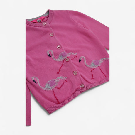 Cardigan Pink with Glittery Flamingos