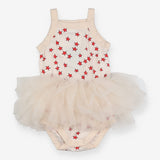 Bodysuit Tutu White with Red Stars