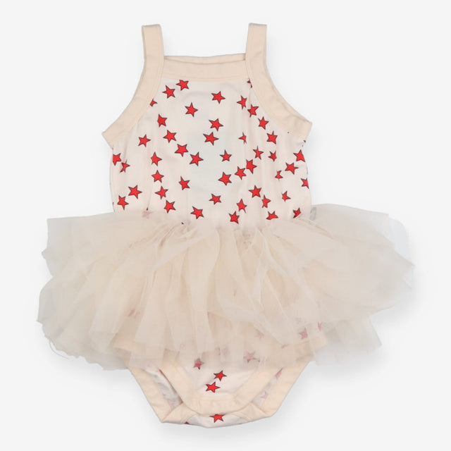 Bodysuit Tutu White with Red Stars