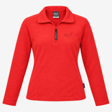 Fleece Red Half Zip Long Sleeve Mock Neck