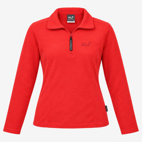 Fleece Red Half Zip Long Sleeve Mock Neck