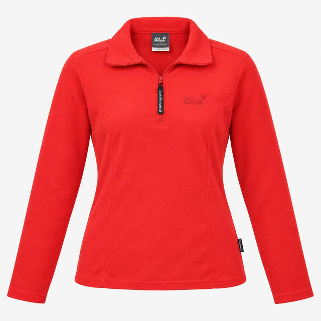 Fleece Red Half Zip Long Sleeve Mock Neck