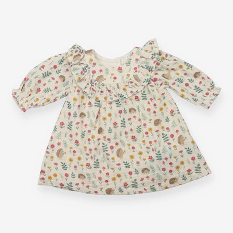 Dress ruffle cream hedgehog with bloomers set