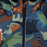 Windproof softshell jacket dinosaurs fleece lining