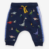 Navy Dinosaur Joggers with Side Stripe