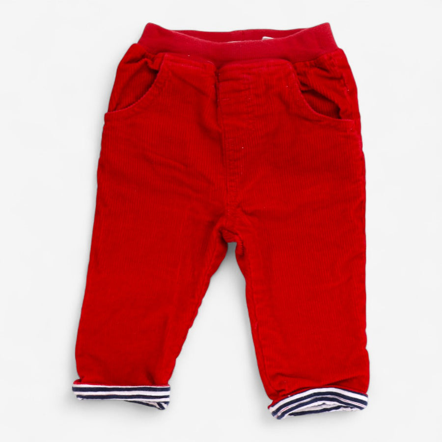 Lined trousers Cord Pull on Red with Navy and 