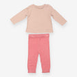 Brown Long Sleeve and Pink Leggings Outfit 
