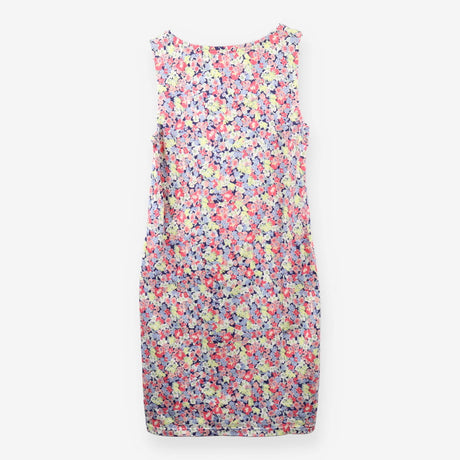 Pink Floral Midi Vest Dress Sleeveless Cotton Summ