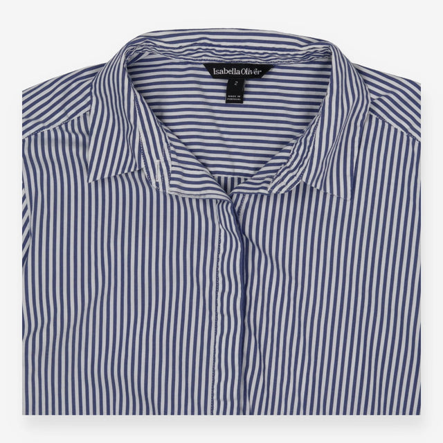 Blue Stripe Tie Waist Maternity Shirt