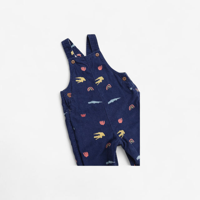 Dungarees Navy Cord with Crocs and Rainbows