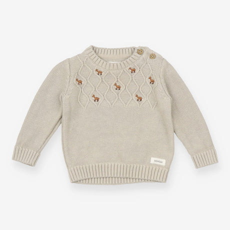 Sweater Knit Pale Green Fox Appliques